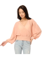 カシュクールラメニットトップス/PINK