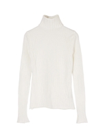 スリットスリーブリブタートルネックニット/ホワイト