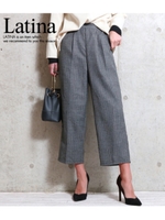 【Latina】グレンチェックペグトップパンツ/ブラウン(015)