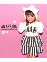 【ANAP KIDS】ストライプ切替ねこ耳ワンピース/ブラック(027)