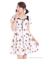 チョコレート柄ワンピース/グレー