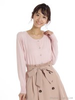 ビジュー釦カーデ/ピンク