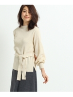 【洗える】スリーブ切り替えニット/ライトベージュ(051)