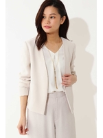 ★セレモニー対応★ノーカラーツイルジャケット/ベージュ(040)
