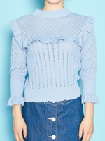 アイレットフリルニットプルオーバー/ライトブルー