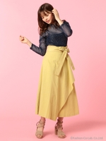 ラッフルロングスカート/ピンク