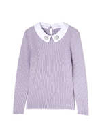 《EDIT COLOGNE》衿付リブニット/ラベンダー(080)