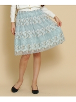 【SS・Sサイズあり】【セットアップ】カラーフラワーチュールレーススカート/ライトグリーン(521)