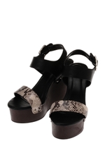 パイソン配色ウェッジサンダル/BLACK