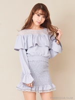 シャーリングフリルスカパン/ライトブルー