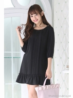 スカラップレースフリルサックOP/クロ