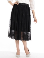 チュールエスニック刺繍スカート/クロ