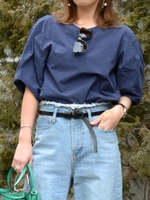 パワーショルダーブラウス/ネイビー