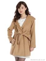 フード付きコート/ブラウン