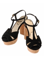 フェイクスエードアンクルサンダル/BLACK