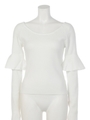 フリルSLVタイトKnit TOP/WHT