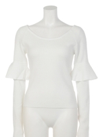 フリルSLVタイトKnit TOP/WHT