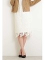 ランダムヘムレースタイトスカート/ホワイト(030)