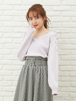 肩レースアップニット/ミントグリーン