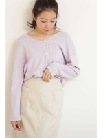 総針両Ｖニット/ラベンダー(080)