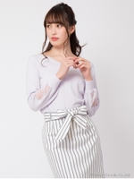 袖レーストップス/ブラック