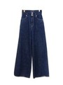 highwaist denim widepants/navy