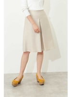 〈ウォッシャブル〉ポリエステルツイルボックスタックスカート/ベージュ(040)