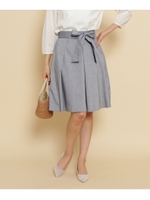 【SS・Sサイズあり】フロントリボンストレッチフレアスカート/ブルー(092)