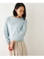 【WEB限定】おしゃれな袖ジャガードニット/ライトブルー(091)