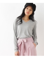 【アルガンオイル配合】ハイゲージニットトップス/ライトグレー(011)
