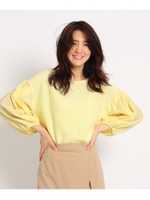 【洗える】ボリュームスリーブニット/レモンイエロー(031)