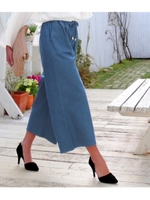 ウエストギャザーデニムワイドパンツ/ライトブルー(038)