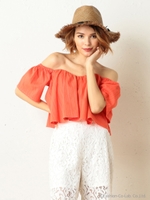 オフショルトップス/ブラック