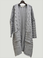 ケーブル編みニットカーディガン/グレー