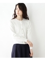 【洗える】コットンクルーネックカーディガン/ホワイト系(002)