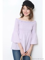 シャーリングチュニック(無地)/ラベンダー