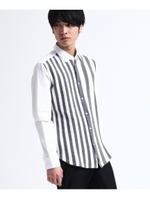 ストライプニットドッキングシャツ/ブラック系(315)