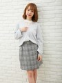 チェック 柄 ラップ台形スカート/グレー/チェックA