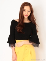 フレアスリーブニット/ブラック