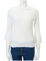 ベルスリーブリブニット/ホワイト