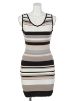 マルチボーダーニットＯＰ/ベージュ