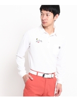 メッシュ素材長袖ポロシャツ/ホワイト(001)