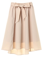 リボン付ミディフレアスカート/ベージュ