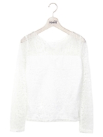 レースVネックトップス/ホワイト