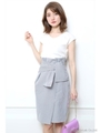 巻き風リボンタイトスカート/ネイビー