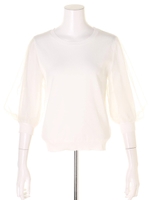 袖チュールニット/ホワイト