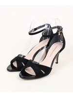 クロスデザインアンクルストラップサンダル/ブラック