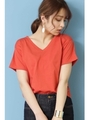 ベーシックTシャツ　Vネック/レッド(100)