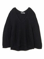 T-BY AW CHUNKY MOHAIR MARL BRACELET SLEEVE VNK SWEATER 4K371/ブラック
