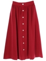 ・フロント釦スカート/レッド